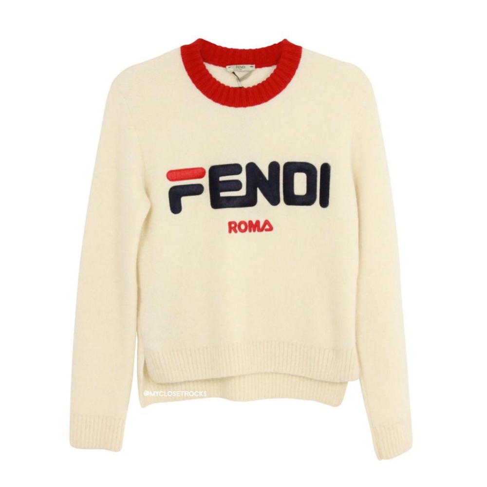 SOLD Fendi Mania Ivory Crewneck Sweater - Picture 1 of 7